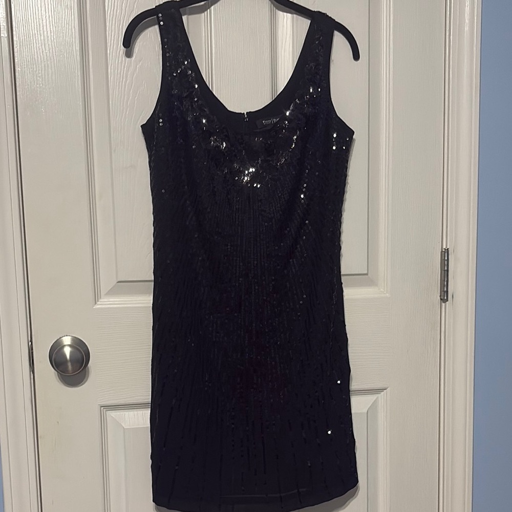 White House Black Market Sequin Embellished Black Cocktail Dress
